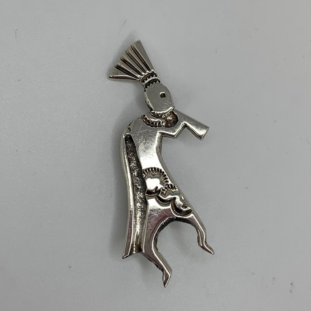 Dancing Kokopelli Sterling Brooch - Picture 1 of 3
